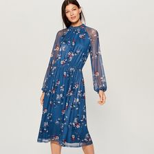 Mohito - Szyfonowa sukienka w kwiaty - Niebieski - Ceny i opinie 