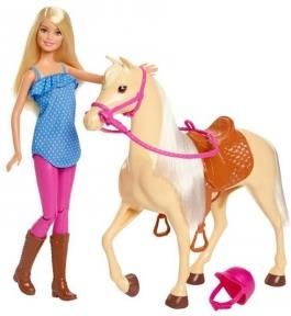 Barbie Lalka Blondynka + Koń Podstawowy FXH13