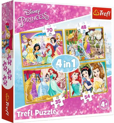 Trefl Puzzle 4W1 Radosny Dzień Księżniczek 34309