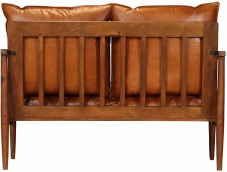 Vidaxl 2-Osobowa Sofa Z Prawdziwej Skóry I Drewna Akacjowego Brązowa - zdjęcie 4