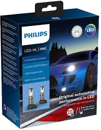 2x ampoules LED H4 / H19 Philips Ultinon Access U2500 - 11342U2500C2 - 20W  12V 1500/1000Lms - P43t-38/PU43t-3 - France-Xenon