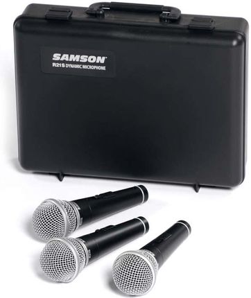 ‌Samson R21S - 3 Uniwersalne Mikrofony Dynamiczne Z Wyłącznikiem , Kardioida, Pozłacane Styki Xlr, Walizka Transportowa