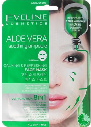 Eveline Sheet Mask Aloe Vera maska na tkaninie łagodząco odświeżająca 8w1