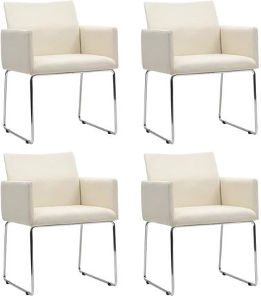 Vidaxl Krzesła Do Jadalni 4Szt Stylizowane Na Lniane Białe
