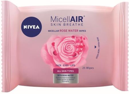 Nivea Micell Air Skin Breathe chusteczki micelarne z wodą różaną 25szt