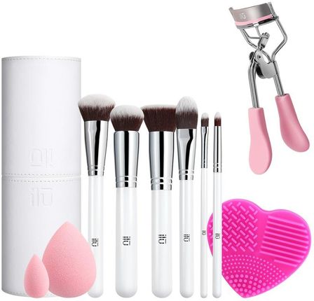 ilu Pink Is An Attitude 6 pędzli do makijażu + zalotka + 2 gąbeczki + Brush Cleaner