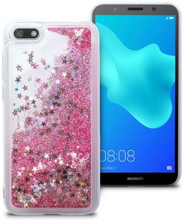 4Kom Etui Liquid Glitter Huawei Y5/ Y5 Prime 2018 Brokat Różowy