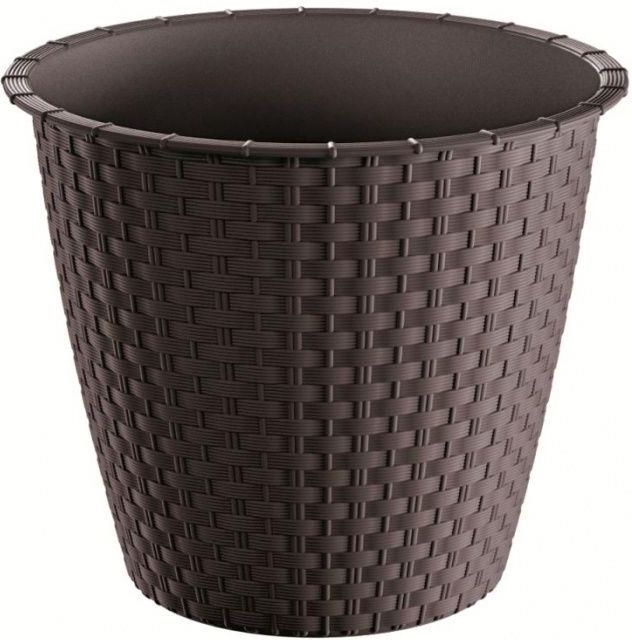 RATOLLA ROUND Blumentopf 2,8L - Weiß Mit Rattan-Optik Für Innen & Außen