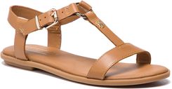 Zdjęcie Sandały TOMMY HILFIGER - Elevated Leather Flat Sandal FW0FW03946  Summer Cognac 929 - Zielona Góra