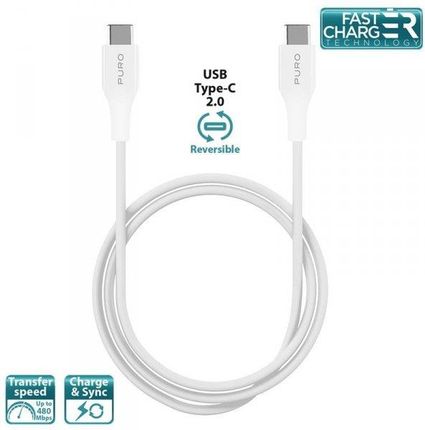 PURO Type-C Charge & Sync Kabel USB-C 2.0 na USB-C 2.0 1m (biały)