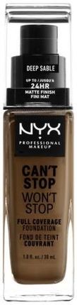 Nyx Professional Makeup Can'T Stop Won'T Stop Full Coverage Foundation Podkład W Płynie Deep Sable 30 ml