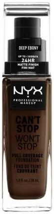 Nyx Professional Makeup Can'T Stop Won'T Stop Full Coverage Foundation Podkład W Płynie Deep Ebony 30 ml