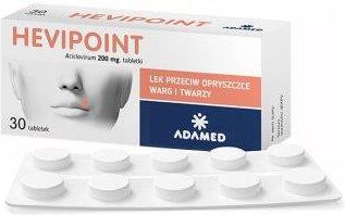 Hevipoint  200 mg Lek przeciw opryszczce warg i twarzy 30 tabl