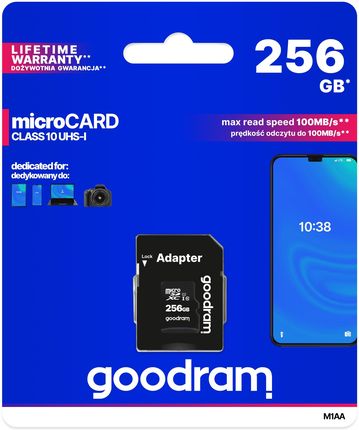 GOODRAM 256GB MICRO CARD cl 10 UHS I + adapter (M1AA-2560R12)