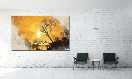 Aleobrazy Obraz Drzewo 42 Beż Żółty Canvas Piękny 120X70Cm