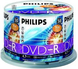 PHILIPS DVD-R 4,7GB 16X CAKE50 DM4S6B50F00 (DM4S6A50F00)