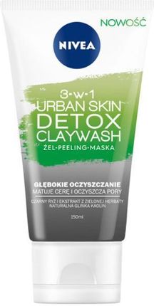 Nivea Urban Skin Detoks Claywash Żel Peeling Maska 3W1 150Ml