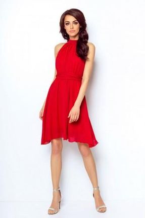 IVON Lekka zwiewna sukienka z dekoltem typu halter LIVIA - czerwona