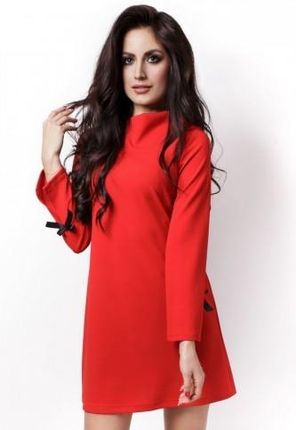 IVON Trapezowa sukienka Natalie z długim rękawem - czerwona