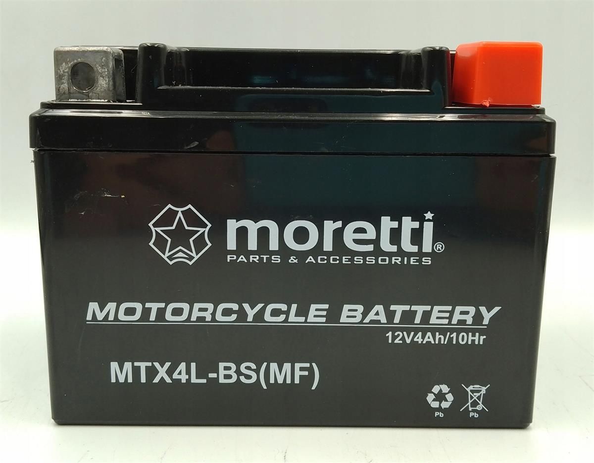 Akumulator Żelowy MTX4L-BS YTX4L-BS 4Ah Moretti - zdjęcie 2 Akumulator Żelowy MTX4L-BS YTX4L-BS 4Ah Moretti