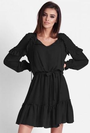 Zwiewna szyfonowa sukienka w stylu boho felicia - czerń