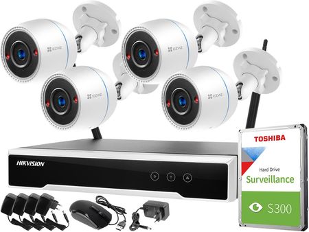 Monitoring zestaw bezprzewodowy Hikvision Ezviz 4 kamery C3TN WiFi Full HD 1080p 1TB
