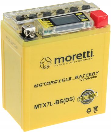 Akumulator Żel LCD MTX7L-BS YTX7L-BS 7Ah Moretti