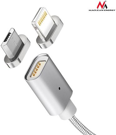 MACLEAN KABEL MICRO USB MAGNETYCZNY SILVER MCE160 - QUICK & FAST CHARGE 