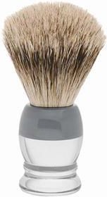 Becker Manicure Shaving Shop Pędzel do golenia z włosiem borsuka plastikowa biało szara rękojeść 1szt