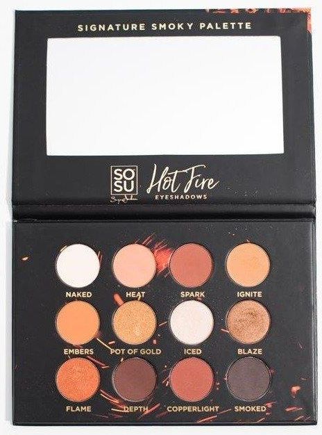 SOSU HOT FIRE Signature Smoky Palette Paleta 12 cieni do powiek