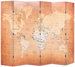 Zdjęcie Vidaxl Składany Parawan 228X170 Cm Mapa Świata Żółty - Bartoszyce
