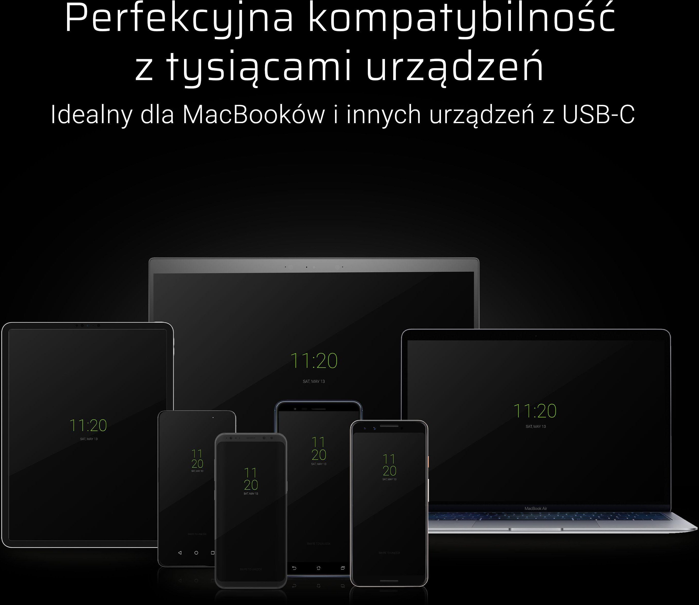 Green Cell Adapter Przejściówka Hub Usb-C 6W1 (Usb 3.0 Hdmi Ethernet Usb-C) Do Apple Macbook Dell Xps Asus Zenbook (ak61)