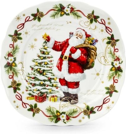 Easy Life Talerz Deserowy Porcelanowy Magic Christmas Santa Kremowy 20 Cm