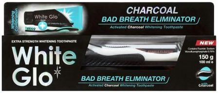White Glo Charcoal Bad Breath Eliminator Pasta Węglowa Odświeżająca 100Ml + Szczoteczka