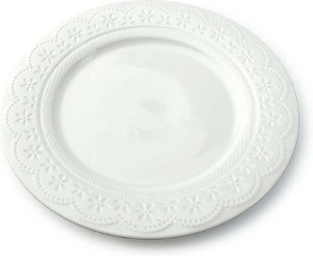 Affek Design Talerz Obiadowy Porcelanowy Koronka Biały 26 Cm
