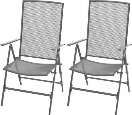 Odchylane krzesła ogrodowe, 2 szt., metalowa siatk