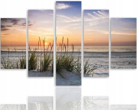 Obraz Tryptyk Trawa Na Plaży Wzór Do Biura 200x100