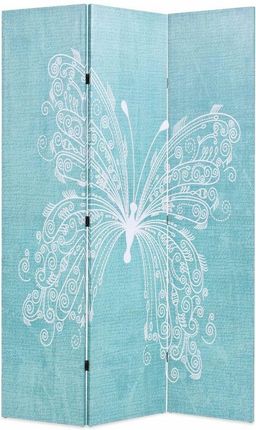 Składany parawan, 120x180 cm, niebieski z motylem