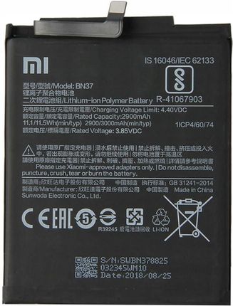 Oryginalna Bateria Xiaomi BN37 Redmi 6/6A 2900mAh