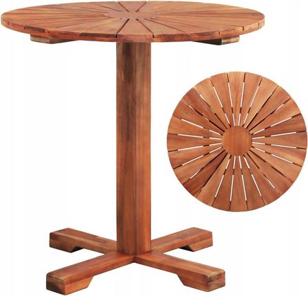 Okrągły stolik na jednej nodze, lite drewno akacjo