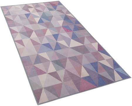Beliani Dywan prostokątny z geometrycznym wzorem 80 x 150 cm niebiesko-szary Kartepe