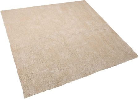 Beliani Nowoczesny dywan poliester beżowy gładki wykonany ręcznie 200 x 200 cm Demre