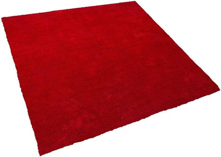 Beliani Nowoczesny dywan poliester czerwony gładki wykonany ręcznie 200 x 200 cm Demre