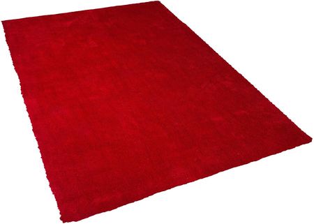 Beliani Nowoczesny dywan poliester czerwony gładki wykonany ręcznie 140 x 200 cm Demre