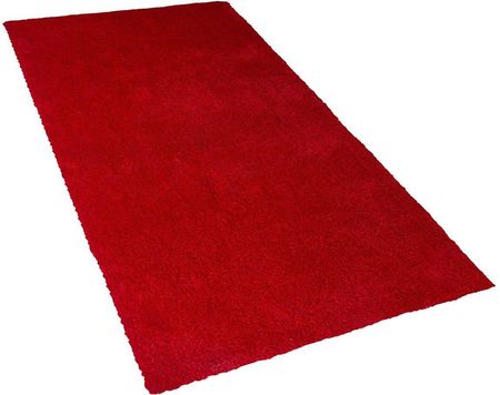 Beliani Nowoczesny dywan poliester czerwony gładki wykonany ręcznie 80 x 150 cm Demre