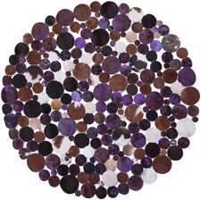 Beliani Okrągły dywan ze skóry bydlęcej kropki 140 cm fioletowy wielobarwny Sorgun - zdjęcie 1