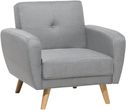 BELIANI Szeroki fotel z funkcją spania jasnoszary tapicerowany materiałem odchylane oparcie drewniane nóżki retro design