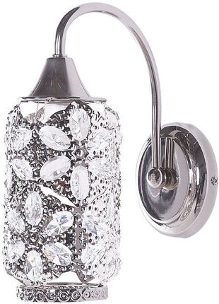Beliani Lampa ścienna srebrna glamour wzór kwiatowy z kryształkami metalowa Sysola