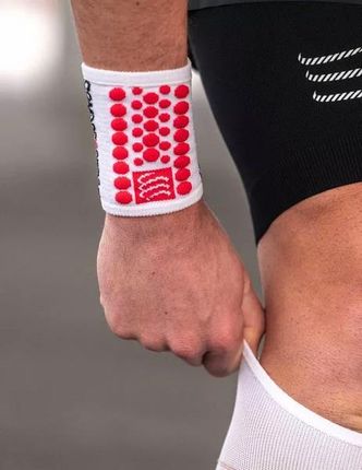 Compressport Frotka Na Nadgarstek Sweatband Biało-Czerwona - zdjęcie 2