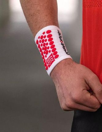 Compressport Frotka Na Nadgarstek Sweatband Biało-Czerwona - zdjęcie 4